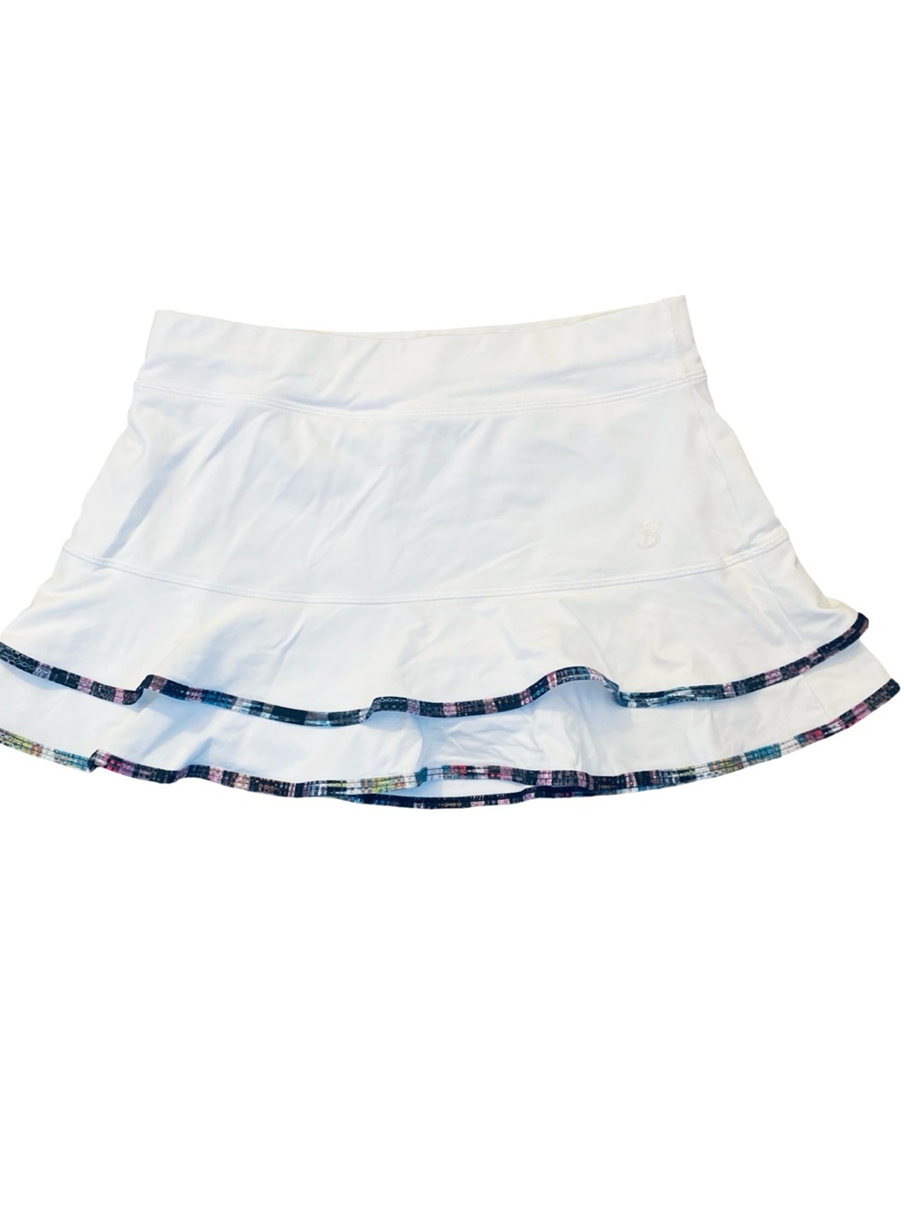 White Ruffle Tennis Skort with Trim-S